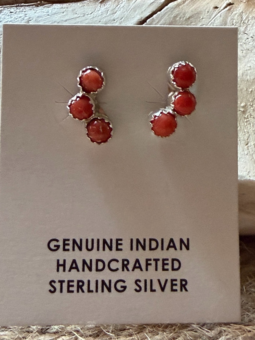 Sterling Silver Handcrafted Red Coral Cluster Earrings